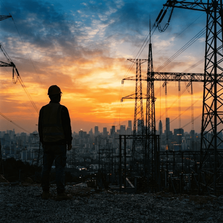 Profissional olhando infraestrutura elétrica para empresas em expansão comercial
